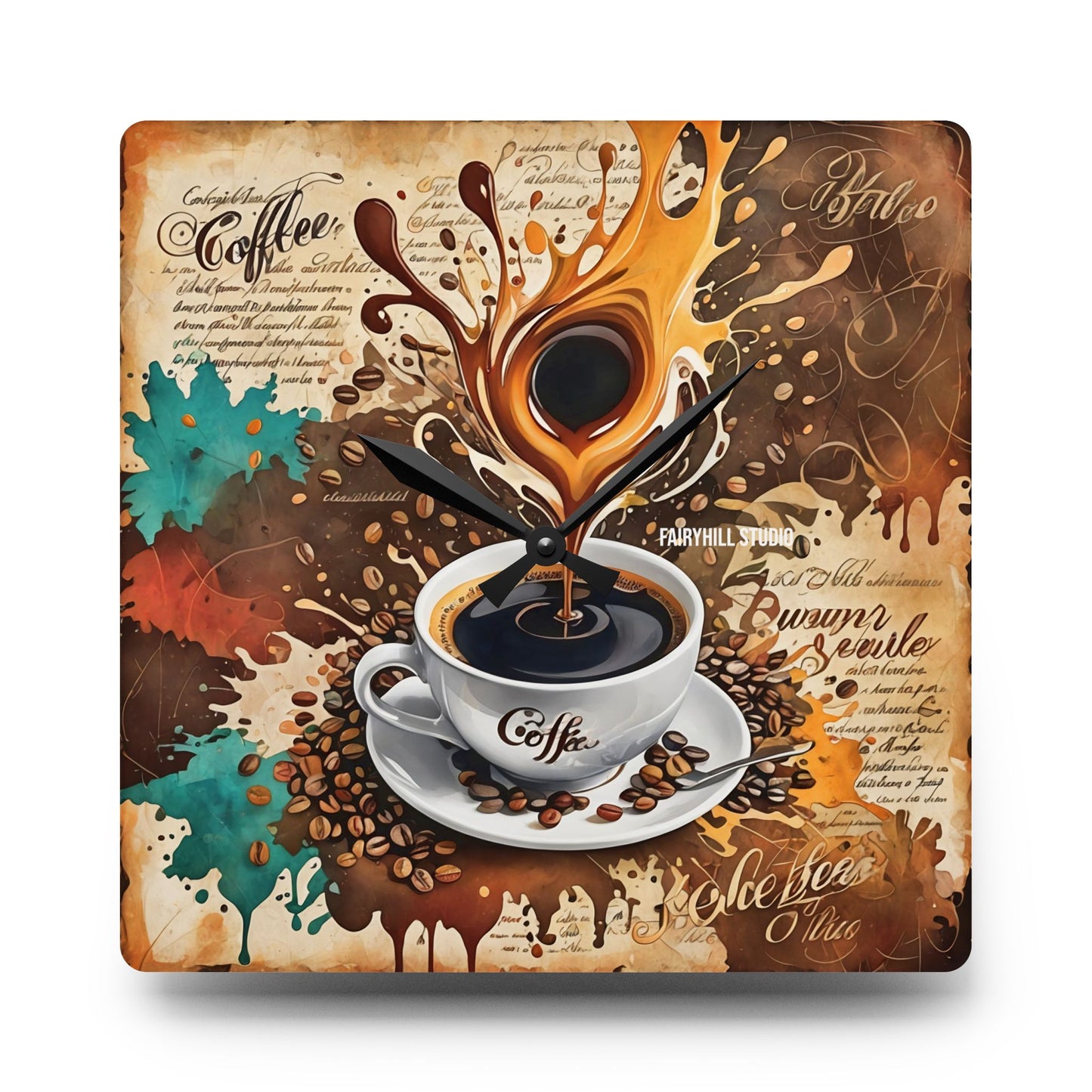 Acrylic Wall Clock Morning Roast Coffee /Art