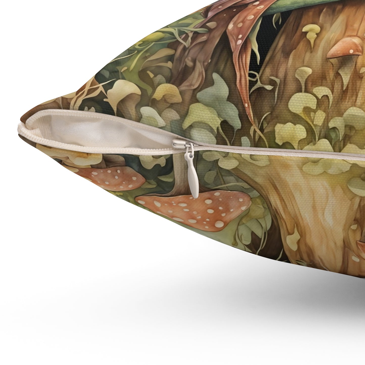 Mushroom Fairy Frog Square Pillow - by Fairyhill Studio