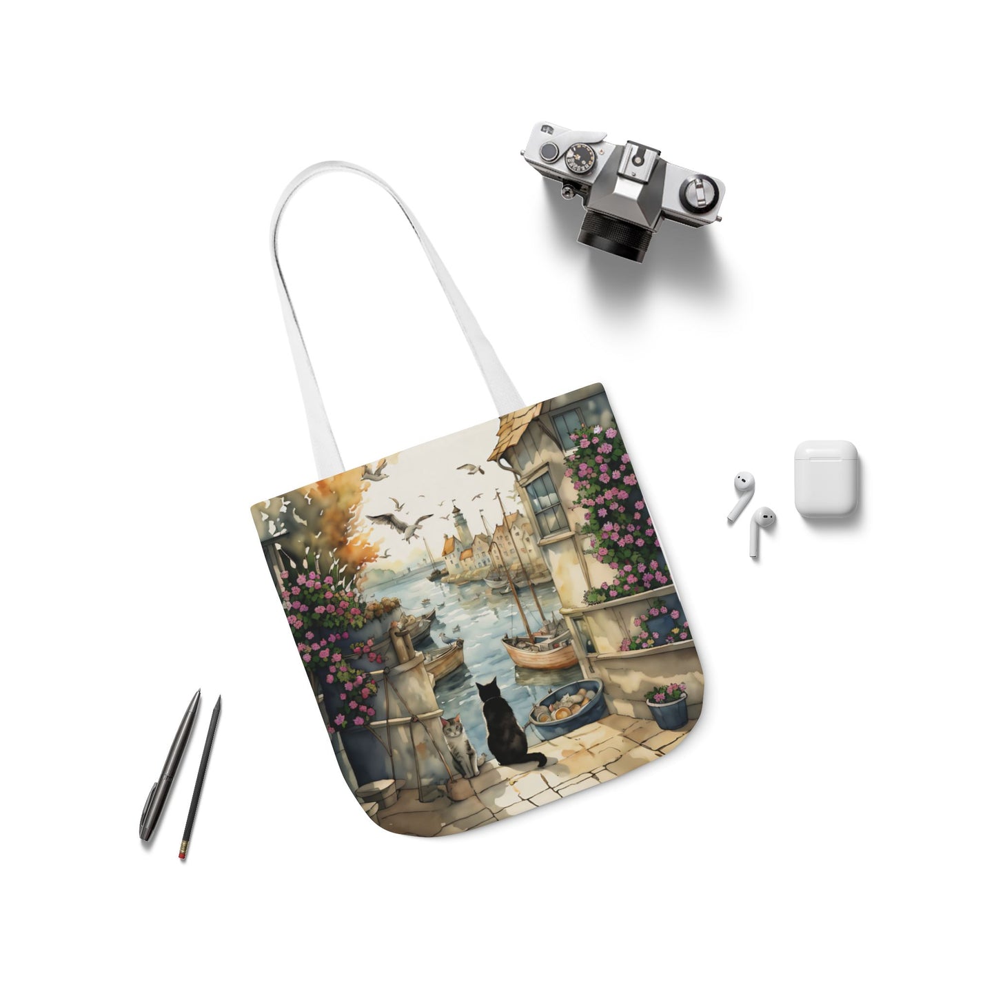 Harbour Cats by FairyHill Studio - Canvas Tote Bag - Perfect for Beach Days, Eco-Friendly Shopping, and Summer Fun!