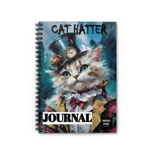 Journal - Mad Hatter Style Cat Lover's Ruled Line Notebook