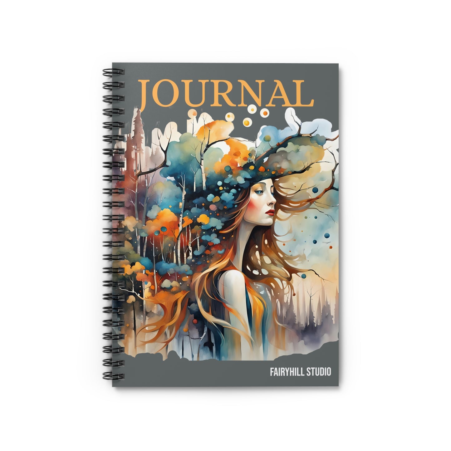 Fairy Hill Studio Woman with hat Art Journal, Spiral Notebook - Ruled Line
