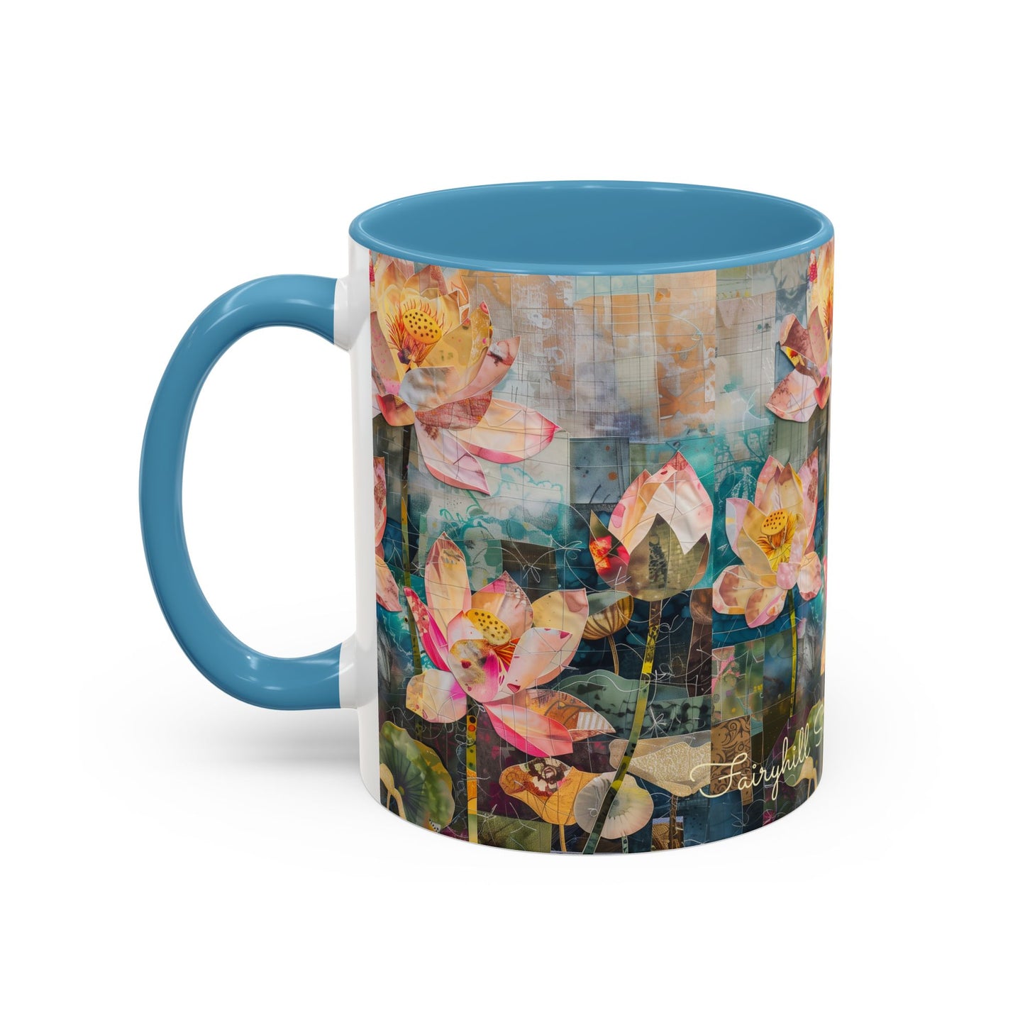 Coffee Mug Monet's pink Water lillies 11oz art by Fairyhill Studio