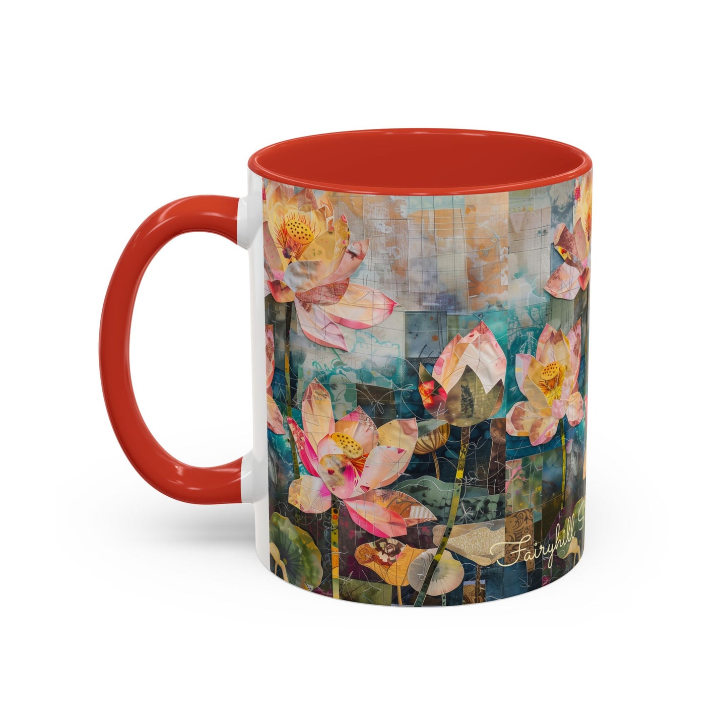 Coffee Mug Monet's pink Water lillies 11oz art by Fairyhill Studio