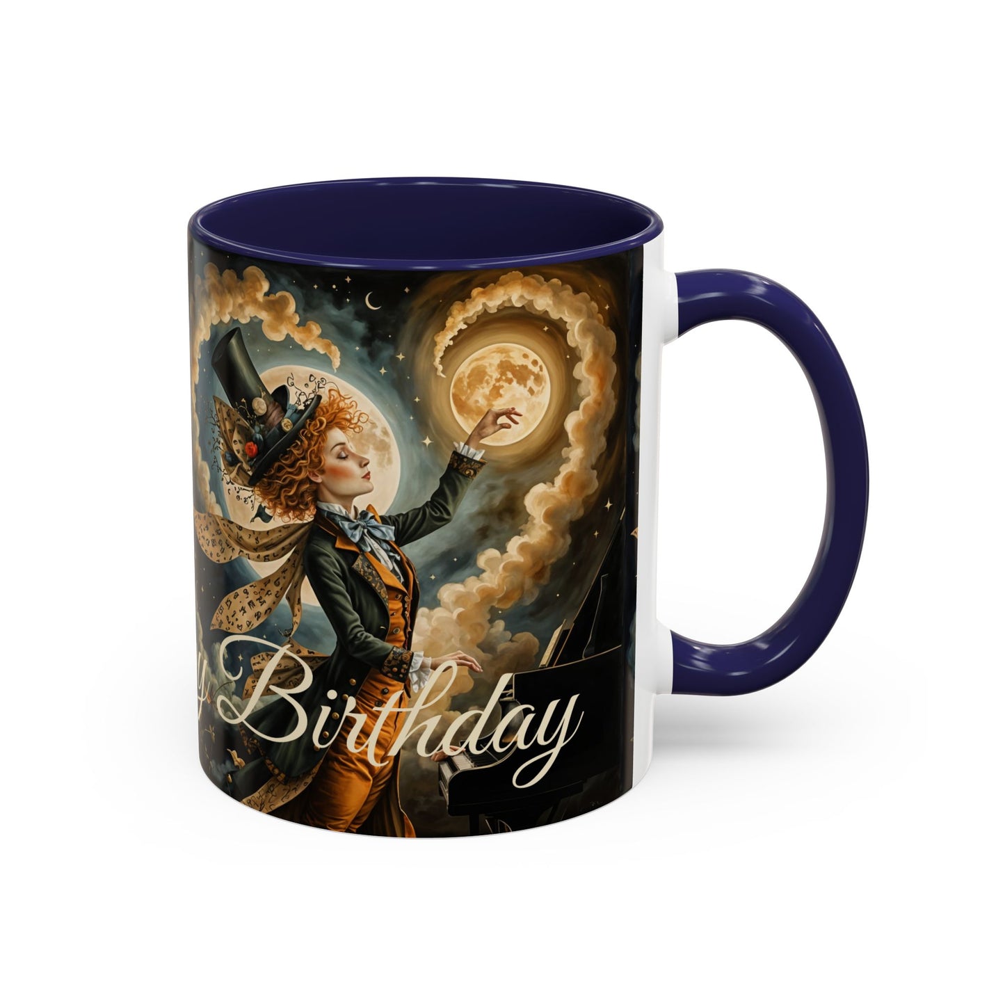 Coffee Mug - Whimsical Mad Hatter Happy Birthday Design by Fairyhill Studio