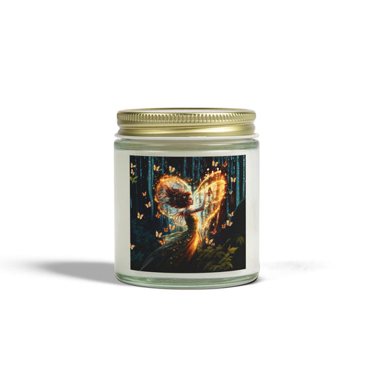 Scented Candle - Garden Fairy with butterflies - Coconut Apricot Wax (4oz, 9oz)