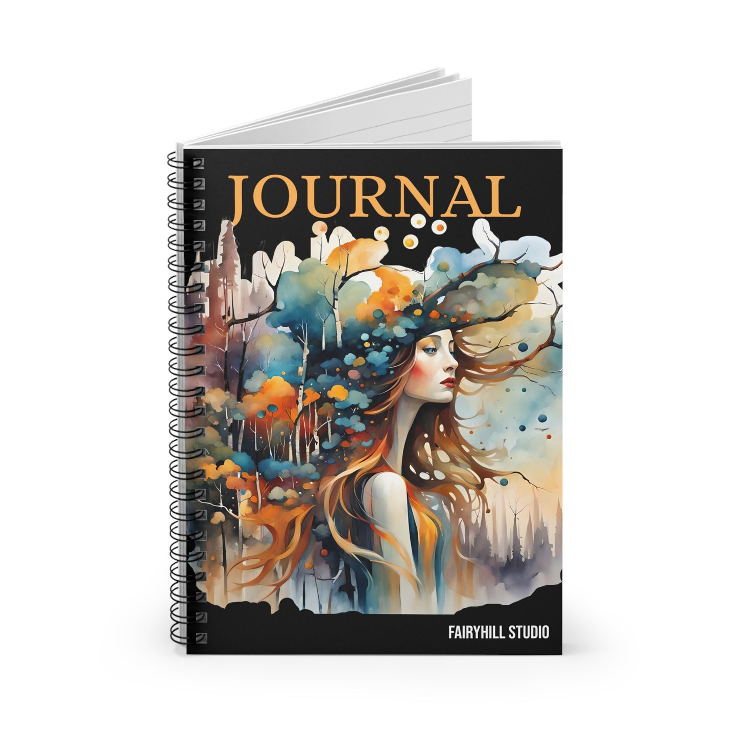 Fairy Hill Studio Woman with hat Art Journal, Spiral Notebook - Ruled Line