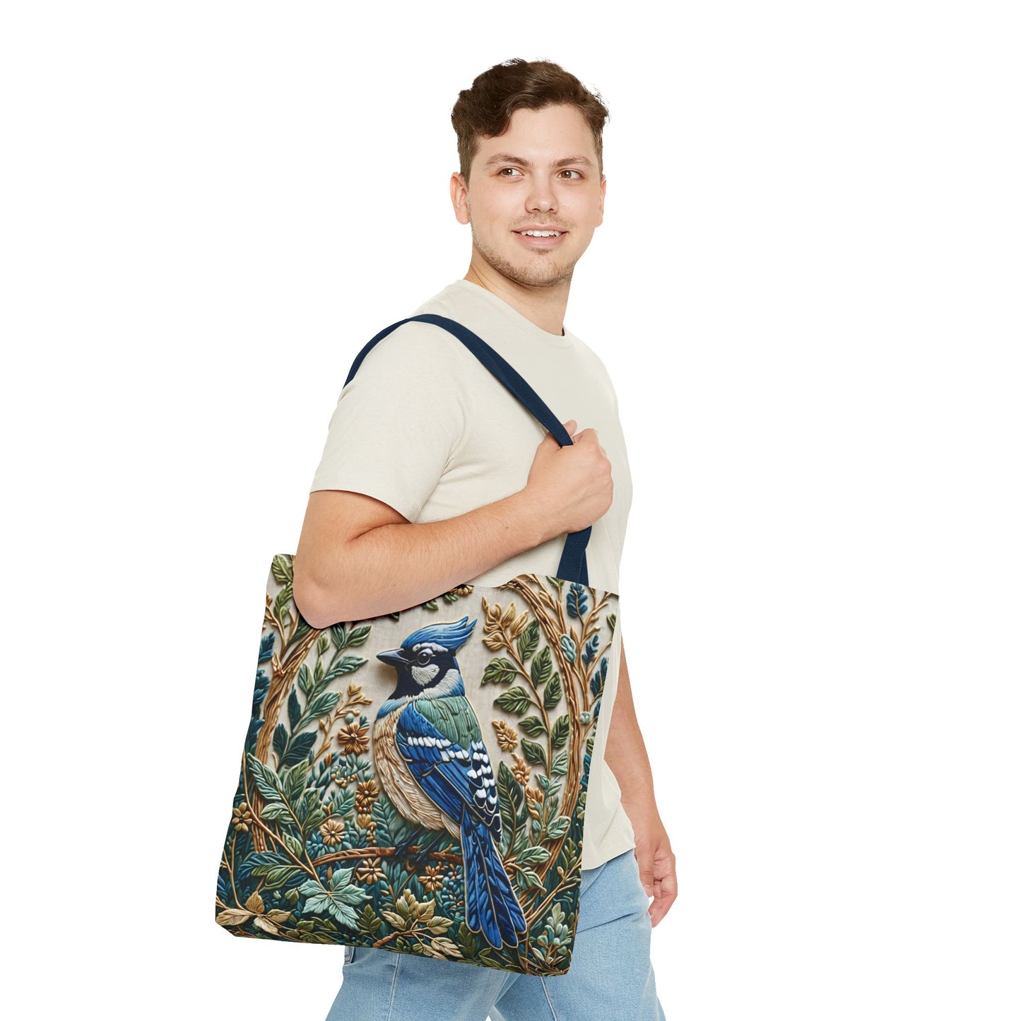 Designer Tote Bag - Blue Jay Bird William Morris Inspired | Eco-Friendly Shopping Bag