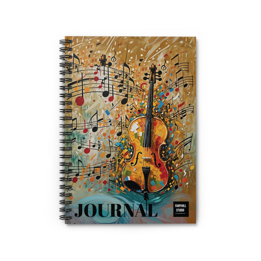 Christmas Violin Spiral Notebook - Ruled Line