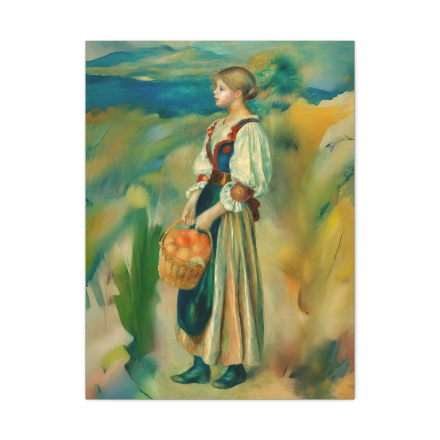 Canvas Print - Girl with a Basket of Oranges Art by Auguste Renoir