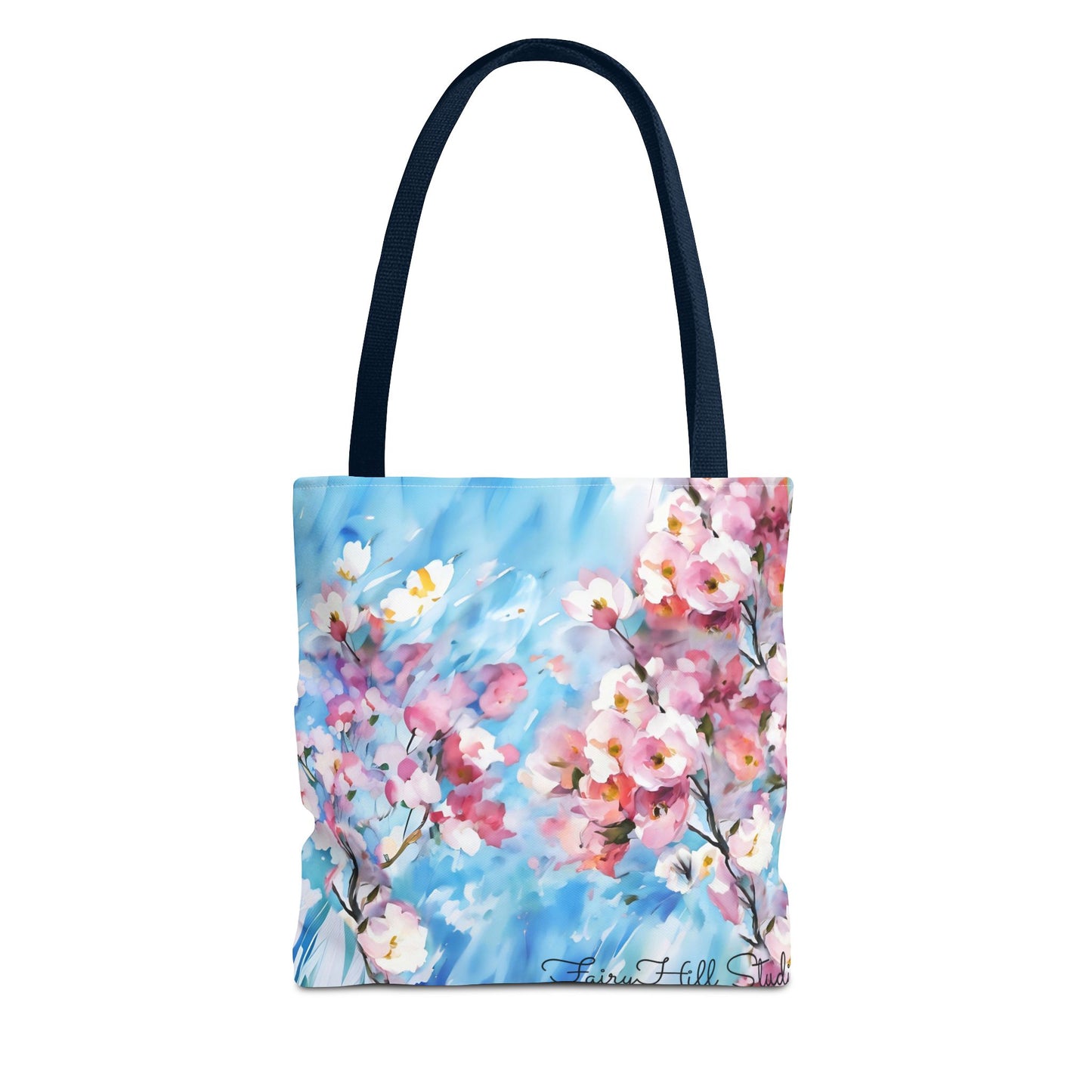 Canvas Tote Bag with Floral Cherry Blossom Design