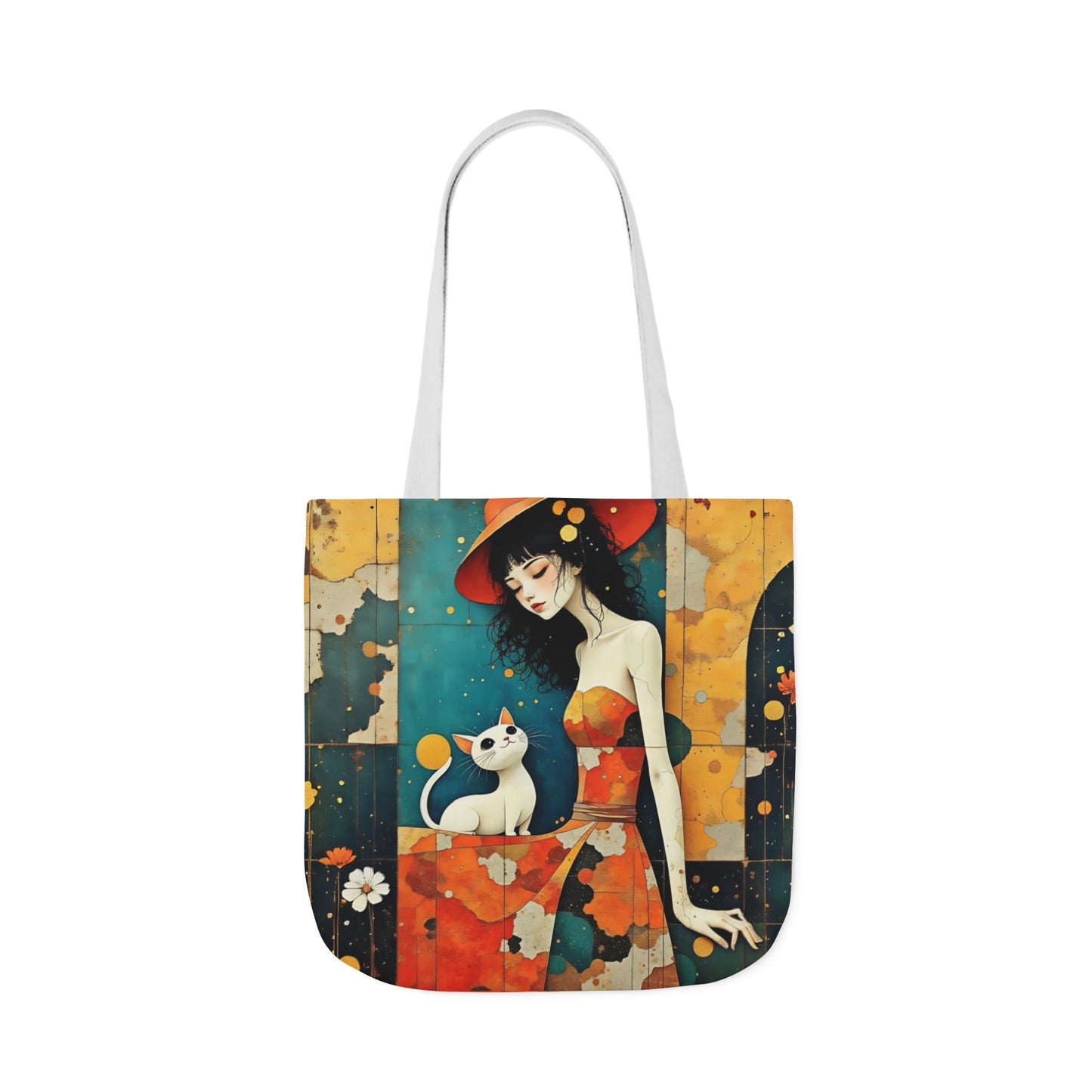 Colorful Cat -Inspired Canvas Tote Bag - Perfect for Beach Days, Eco-Friendly Shopping, and Summer Fun!