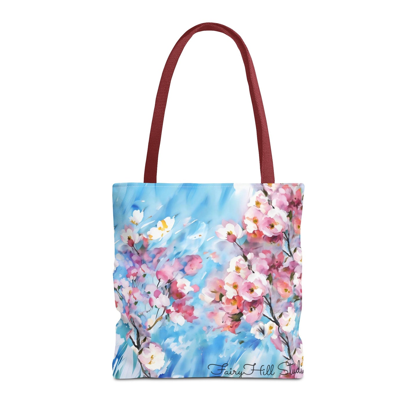 Canvas Tote Bag with Floral Cherry Blossom Design