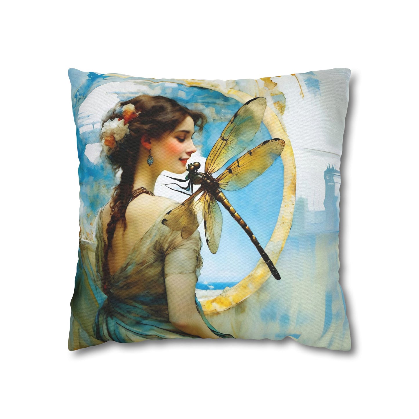 Elegant Dragonfly Art Pillowcase | Decorative Cushion Cover, Home Decor, Gift Idea, Bohemian Style, Christmas Decoration