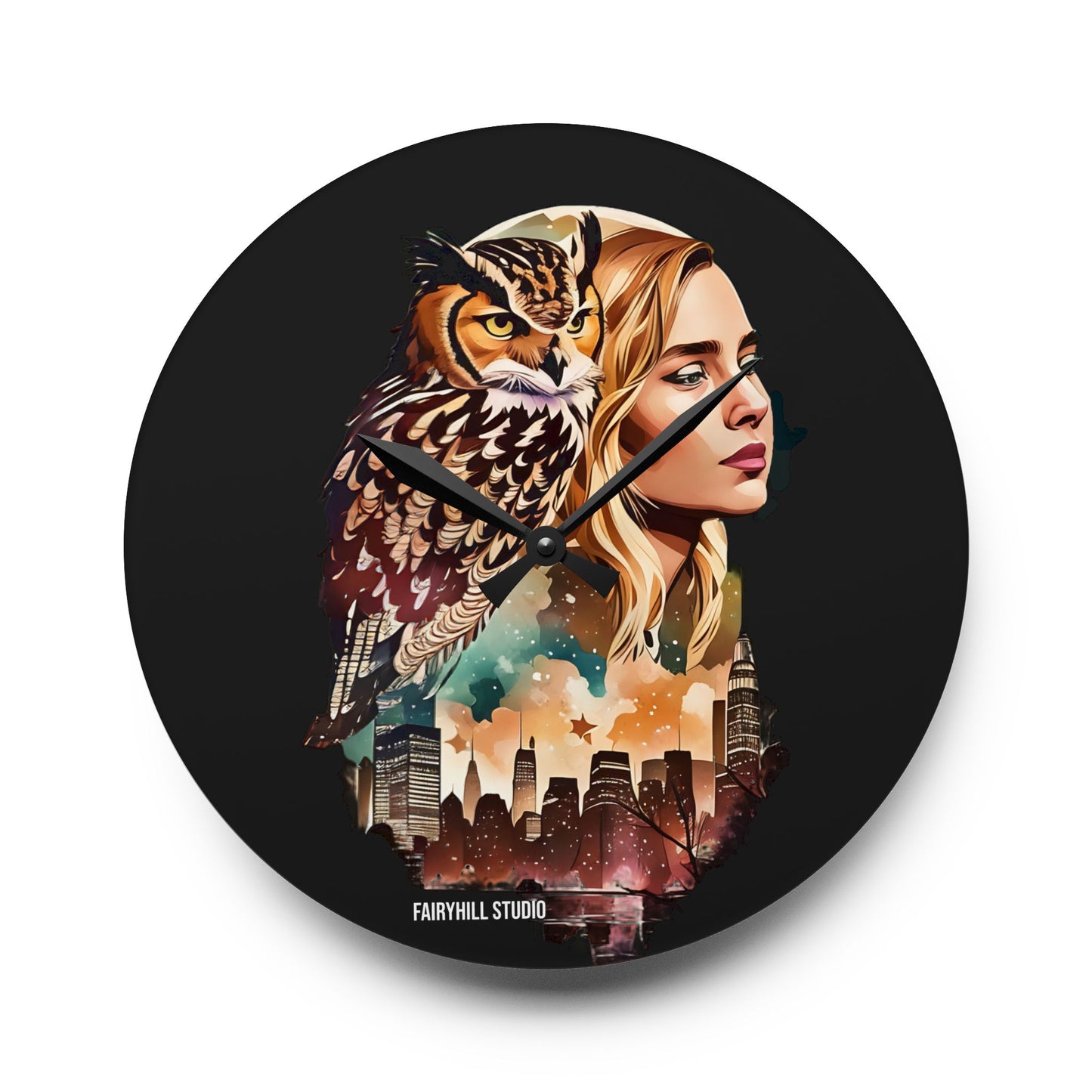 Acrylic Wall Clock -Owl Flaco Newyork Memory of Flaco/Art