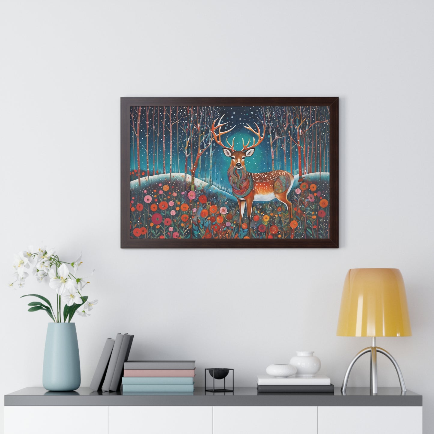 Framed Horizontal Magestic Deer Poster Spiritual Rumi art Quote art by Fairyhill Studio