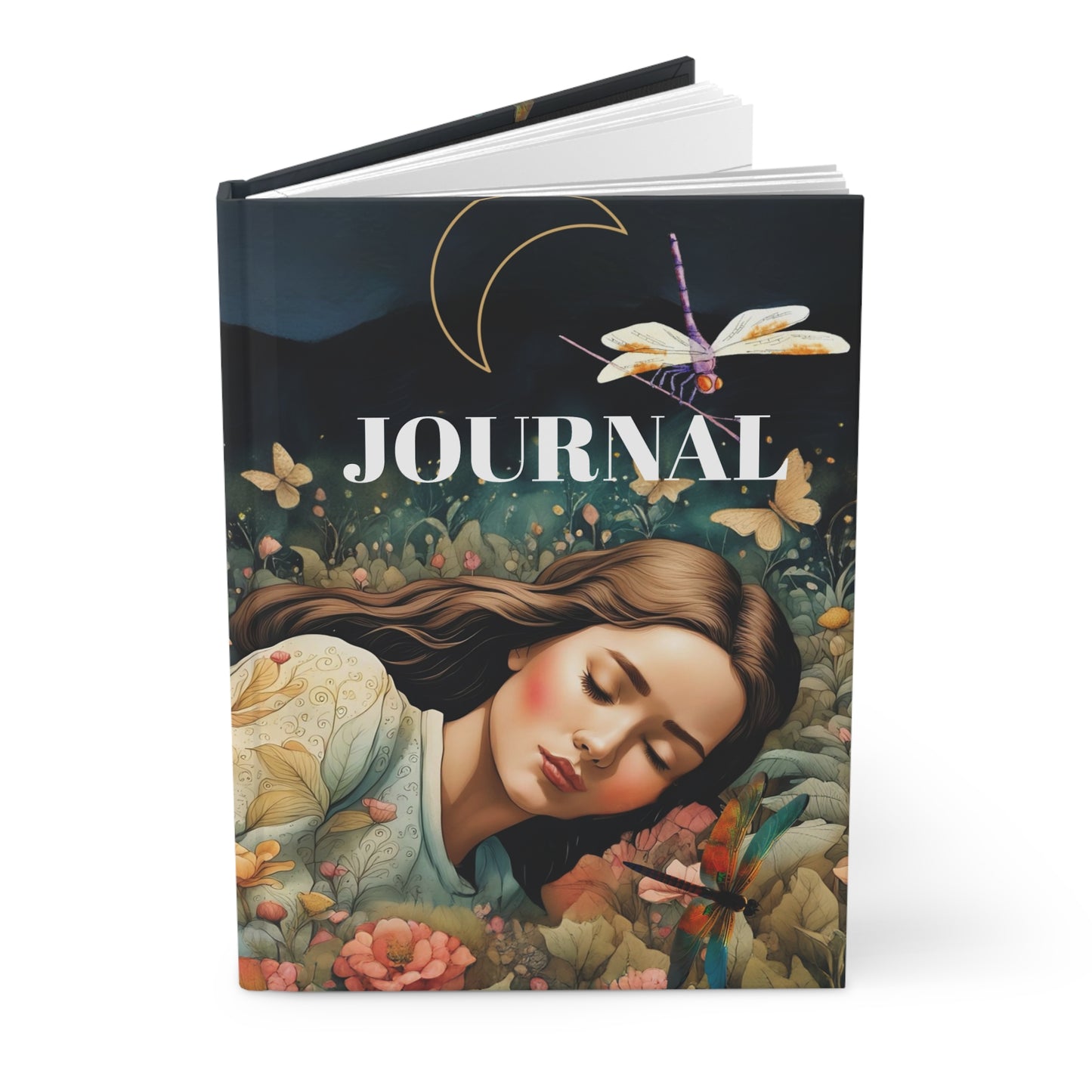 Hardcover Journal Matte - Midnight Fairy Garden FairyHill studio Art