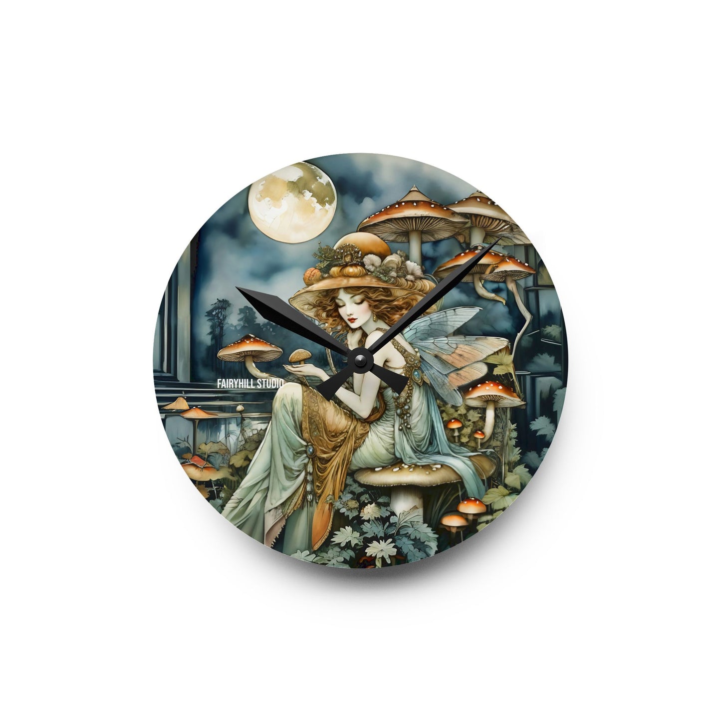 Acrylic Wall Clock - Mushroom Fairy