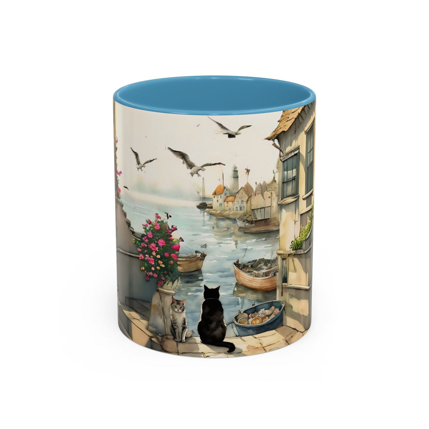 Harbour cats Art-Themed Coffee Mug - 11 & 15oz Accent Mug for Cat Lovers