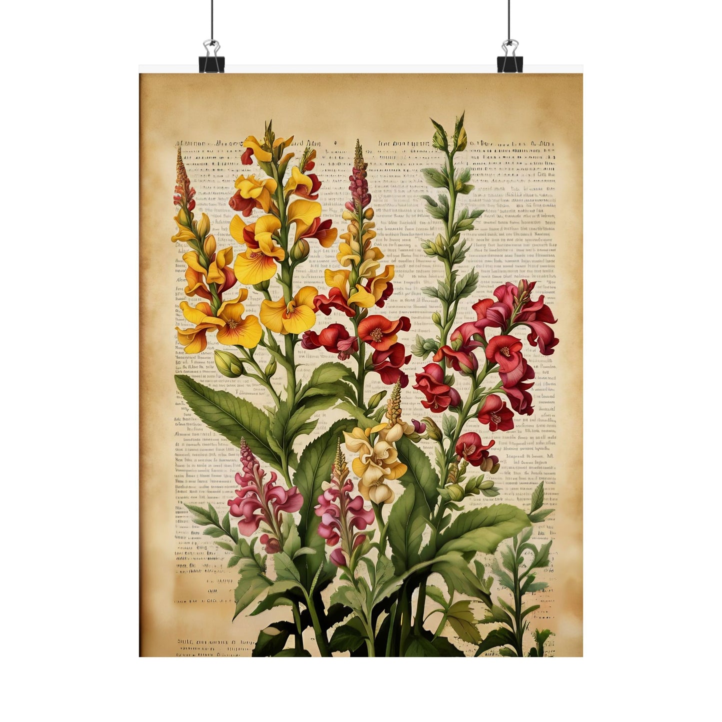 Botanical Vertical Posters - Vintage Antirrhinum Snapdragons