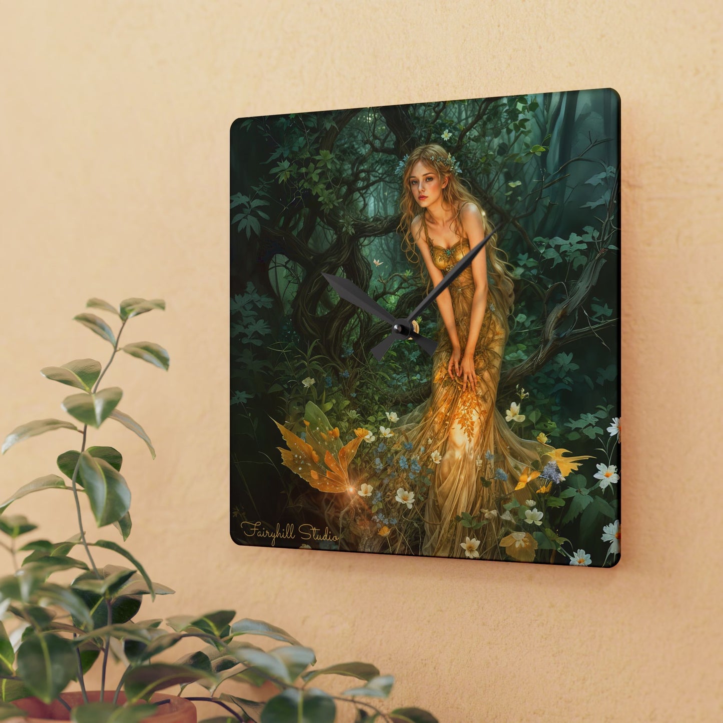 Wall Clock - Mid-Summer's Eve Fairy Forest Art by Fairyhill Studio