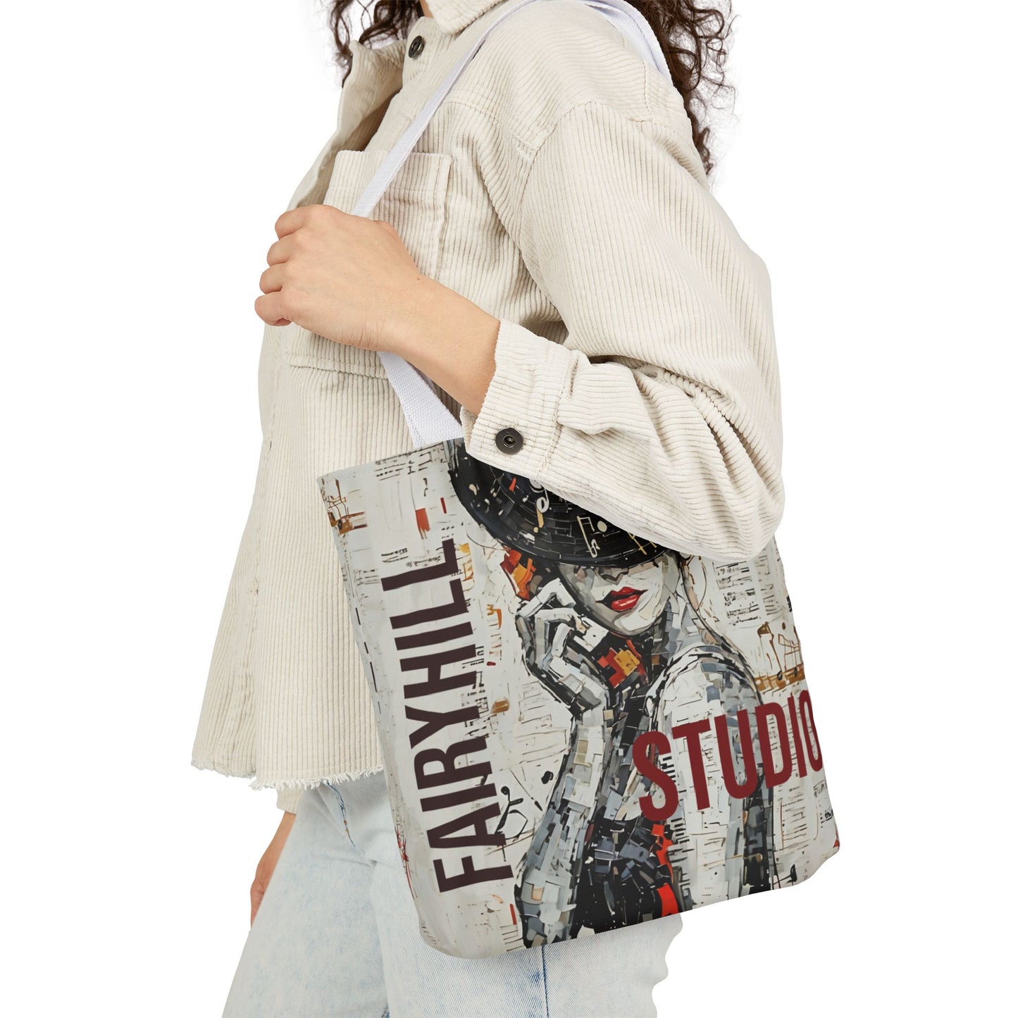 Colorful FairyHill Studio Red phone- Canvas Tote Bag - Perfect for Beach Days, Eco-Friendly Shopping, and Summer Fun!