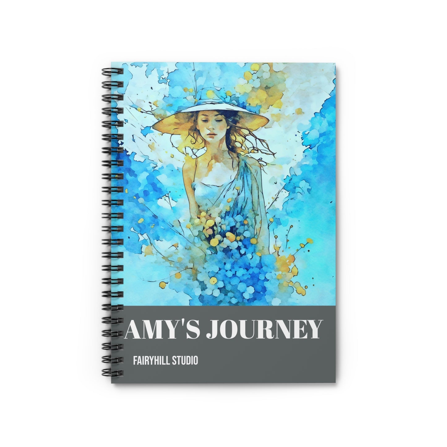 Personalized Ruled Line Journal - Blue Summer Art