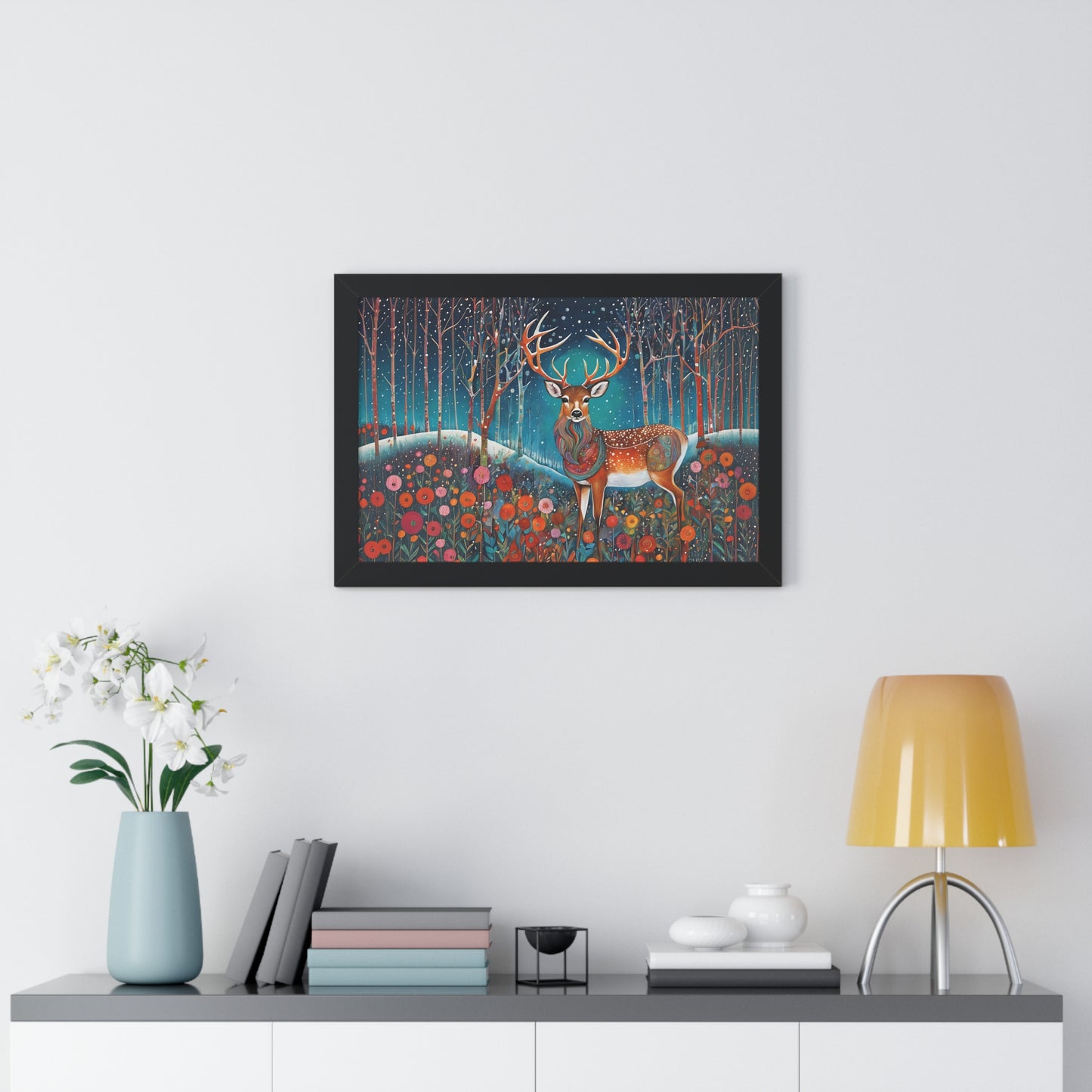 Framed Horizontal Magestic Deer Poster Spiritual Rumi art Quote art by Fairyhill Studio