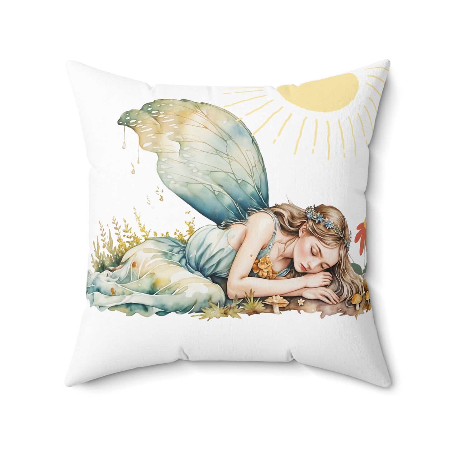 Square Pillow ~Slumbering Fairy Pillow Art by Fairyhill Studio