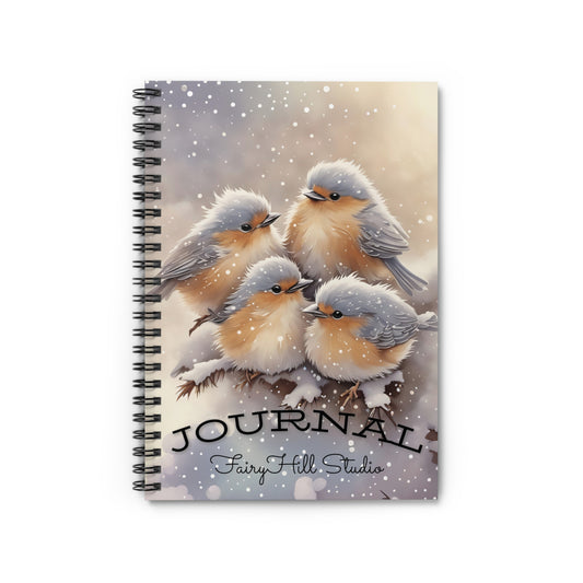 Spiral Notebook - Winter Birds Ruled Line Journal by Fairyhill studio