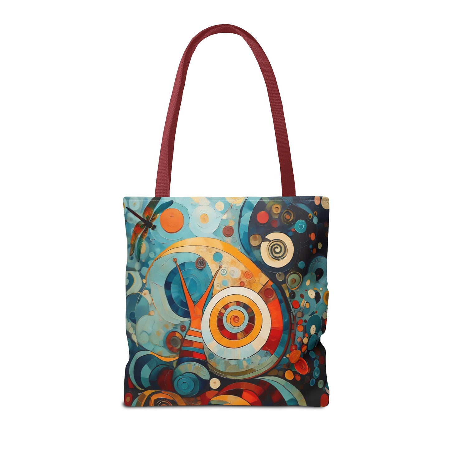 Canvas tote bag Art - Abstract Colorful Snail Dragonfly Circle