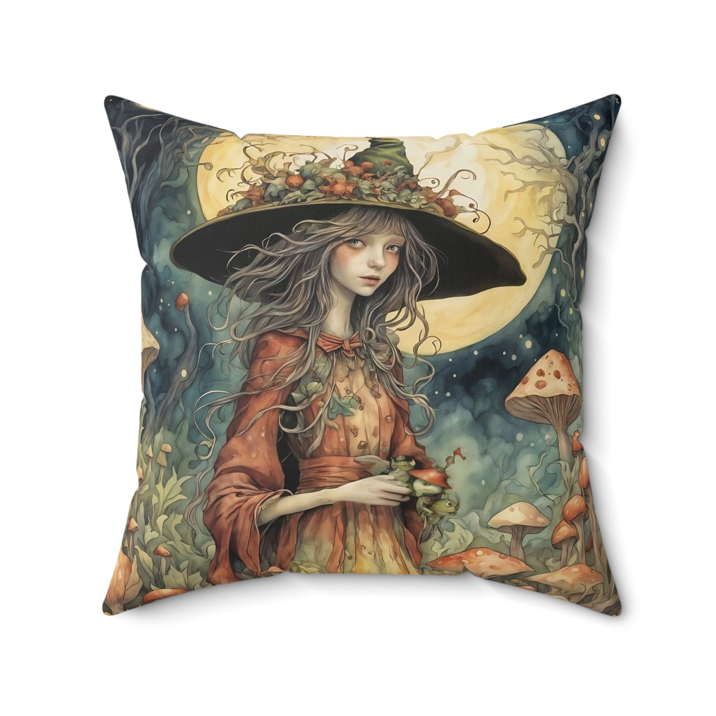 Moon Witch Square Pillow -  by Fairyhill Studio