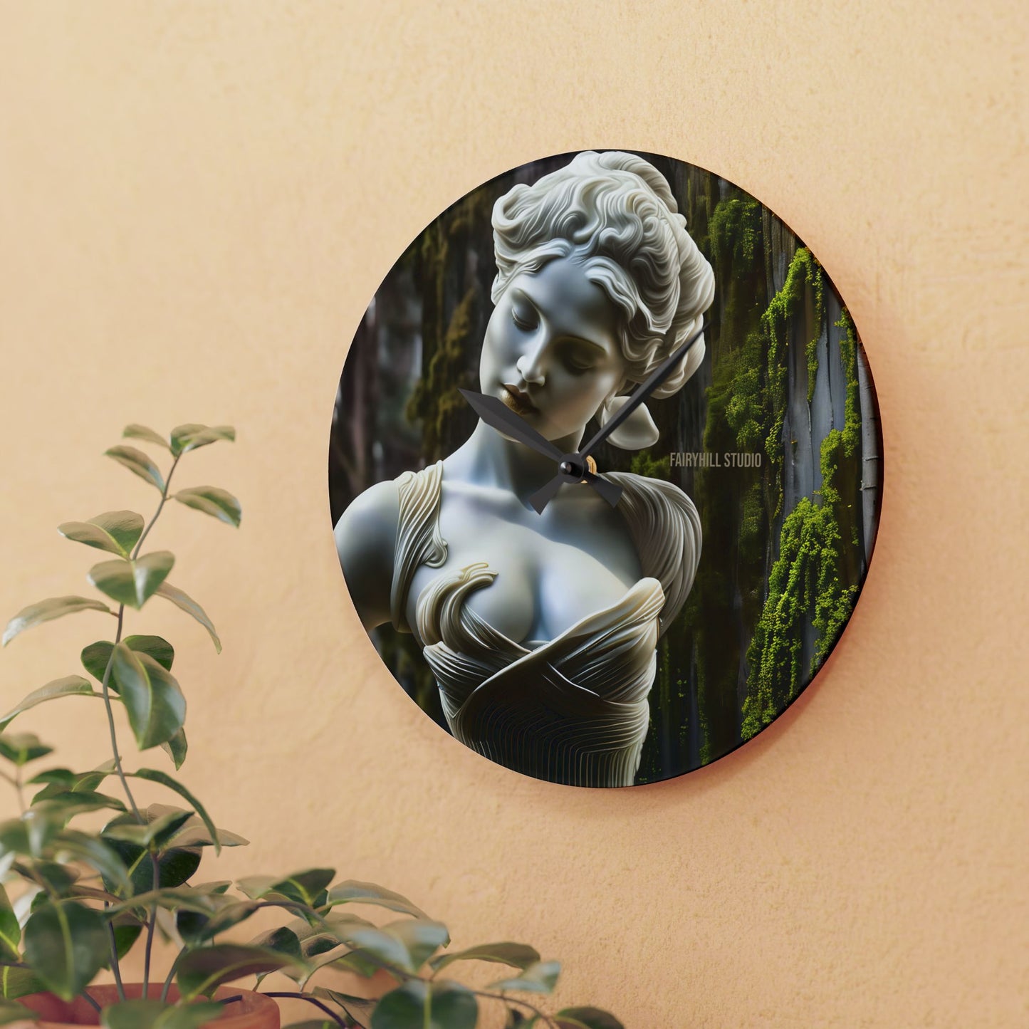 Acrylic Wall Clock Goddess Statue/Art