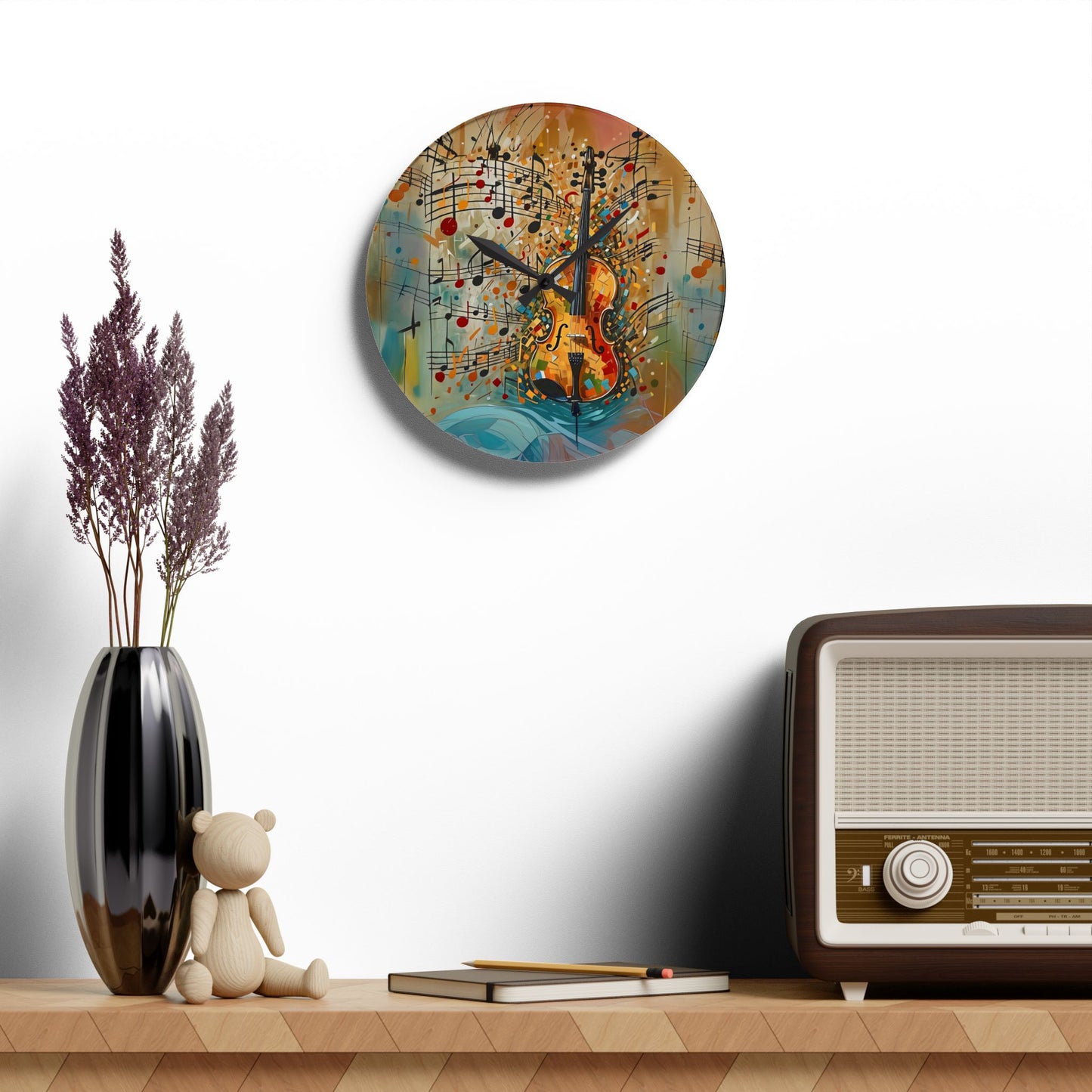 Violin Music Notes Acrylic Wall Clock