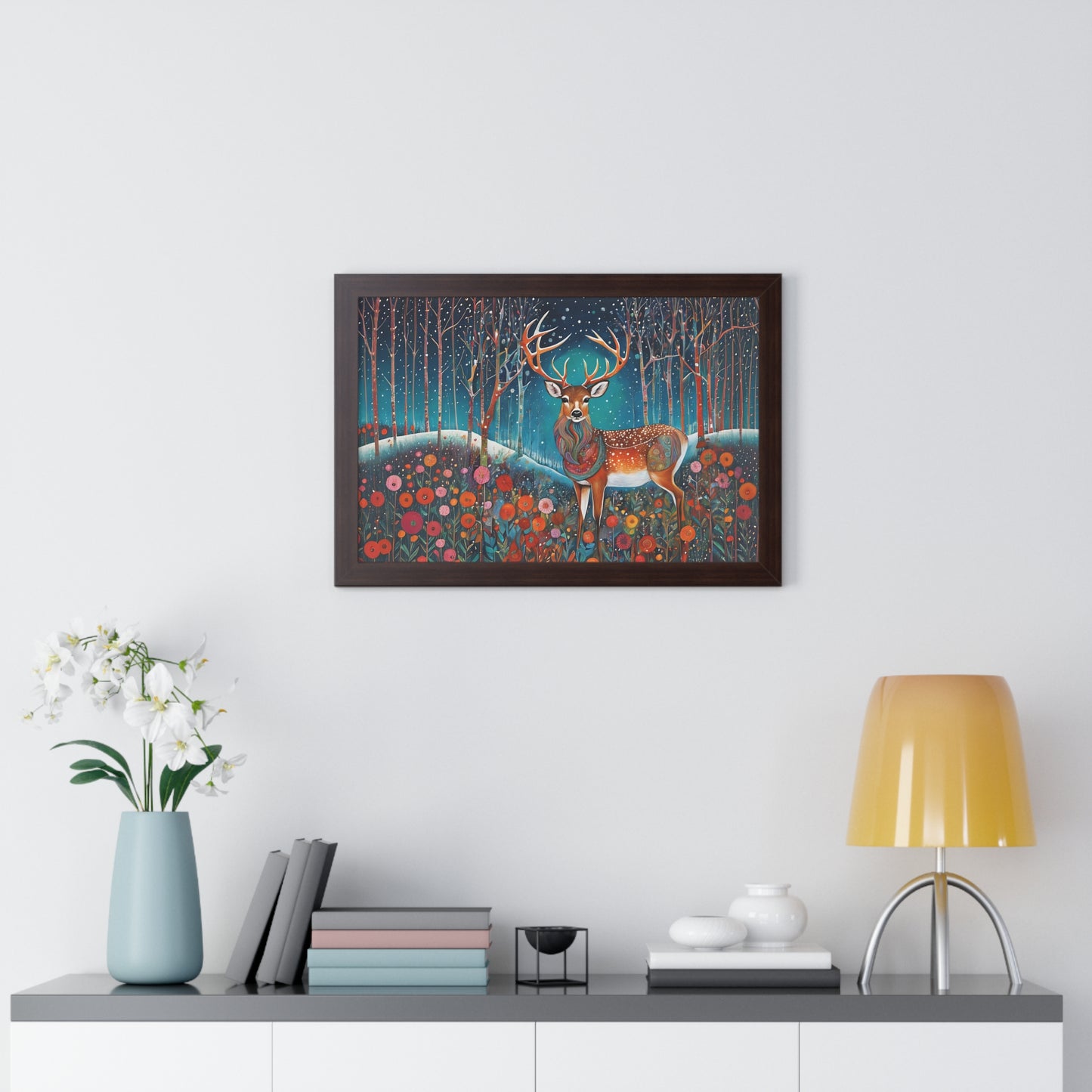 Framed Horizontal Magestic Deer Poster Spiritual Rumi art Quote art by Fairyhill Studio