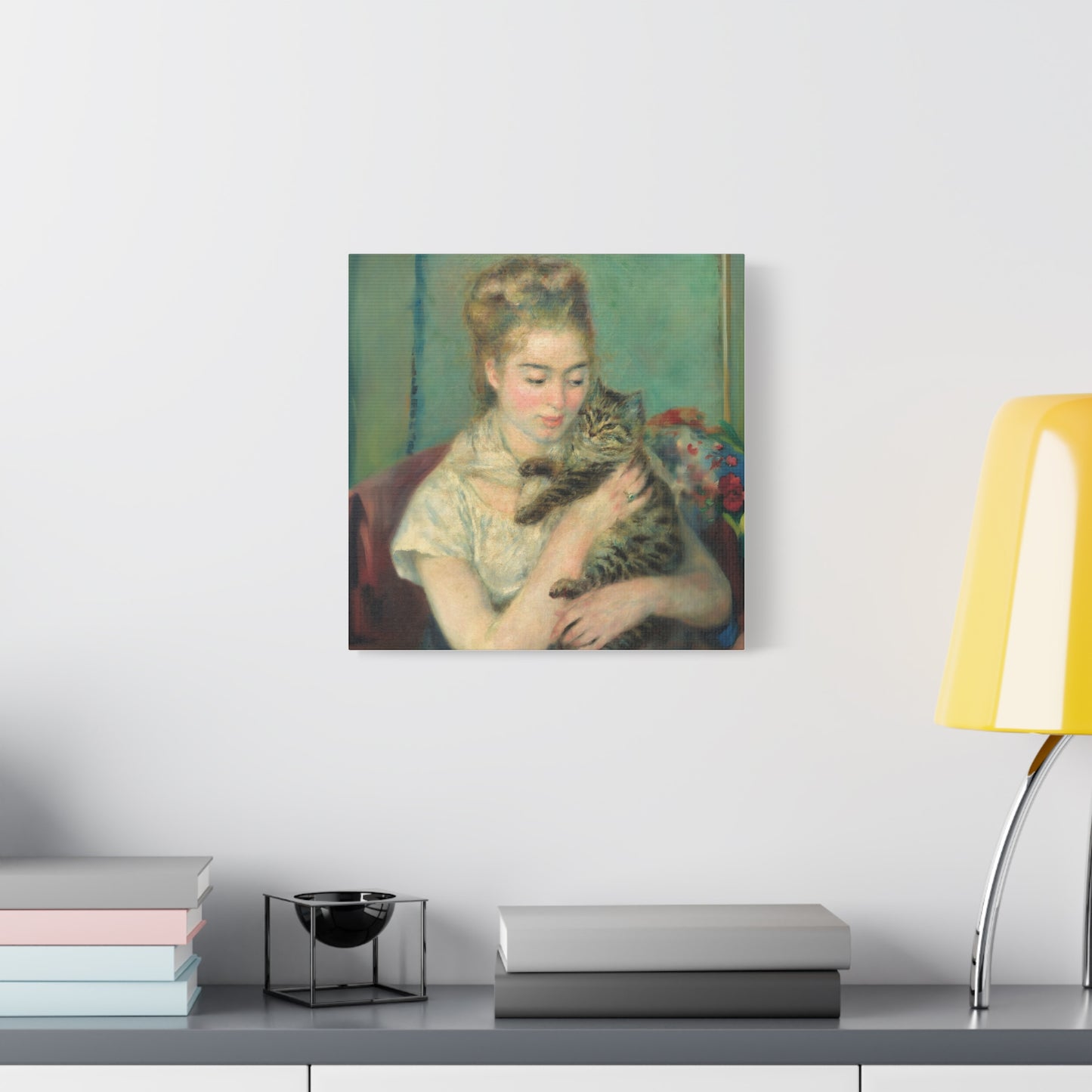 Canvas Art - Woman with a Cat by Auguste Renoir