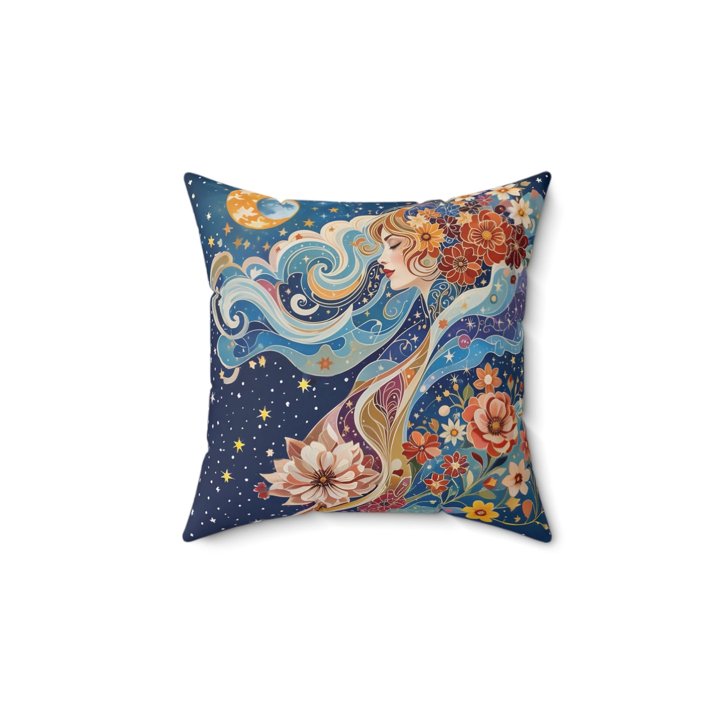 Celestial Mindfulnes Square Pillow - by Fairyhill Studio