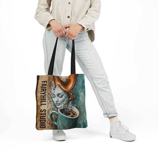 Morning Coffee Fairyhill studio Canvas Tote Bag - Perfect for Beach Days, Eco-Friendly Shopping, and Summer Fun!