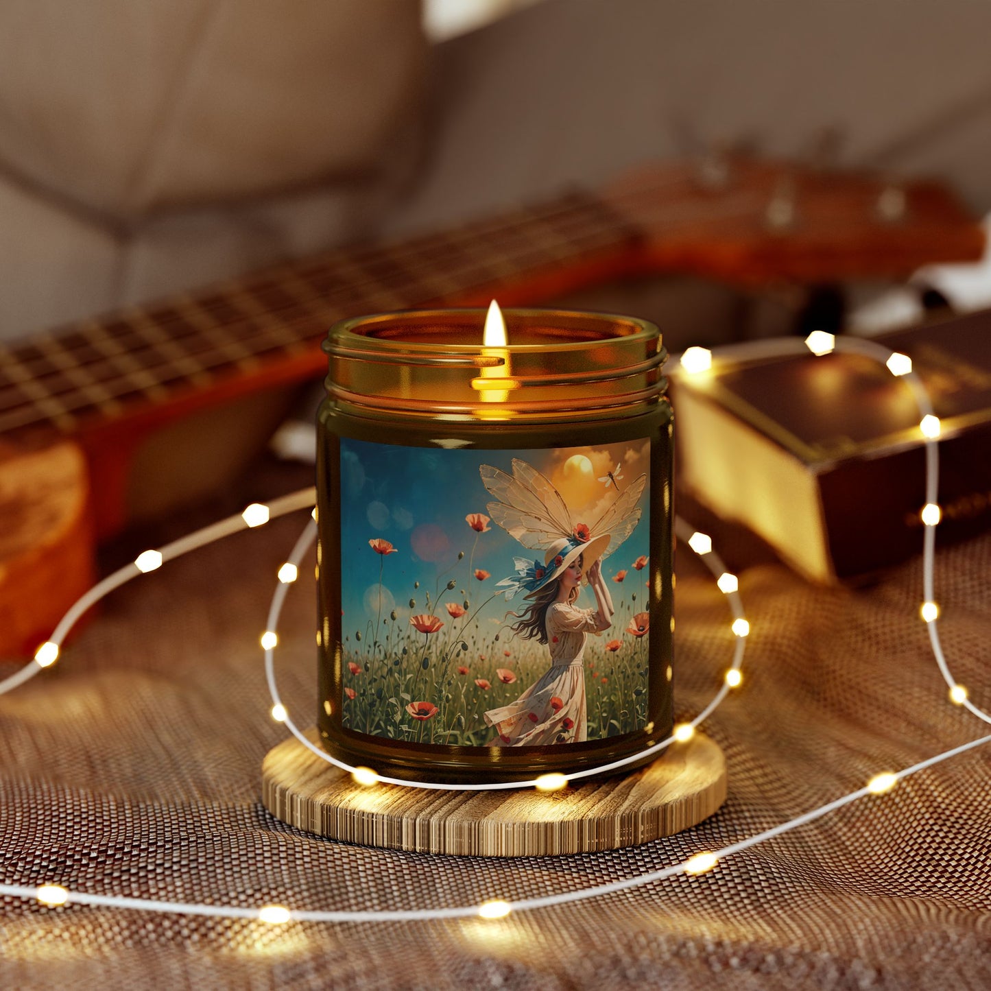 Poppies Scented Candle - Coconut Apricot Wax (4oz, 9oz) - Garden Beauty