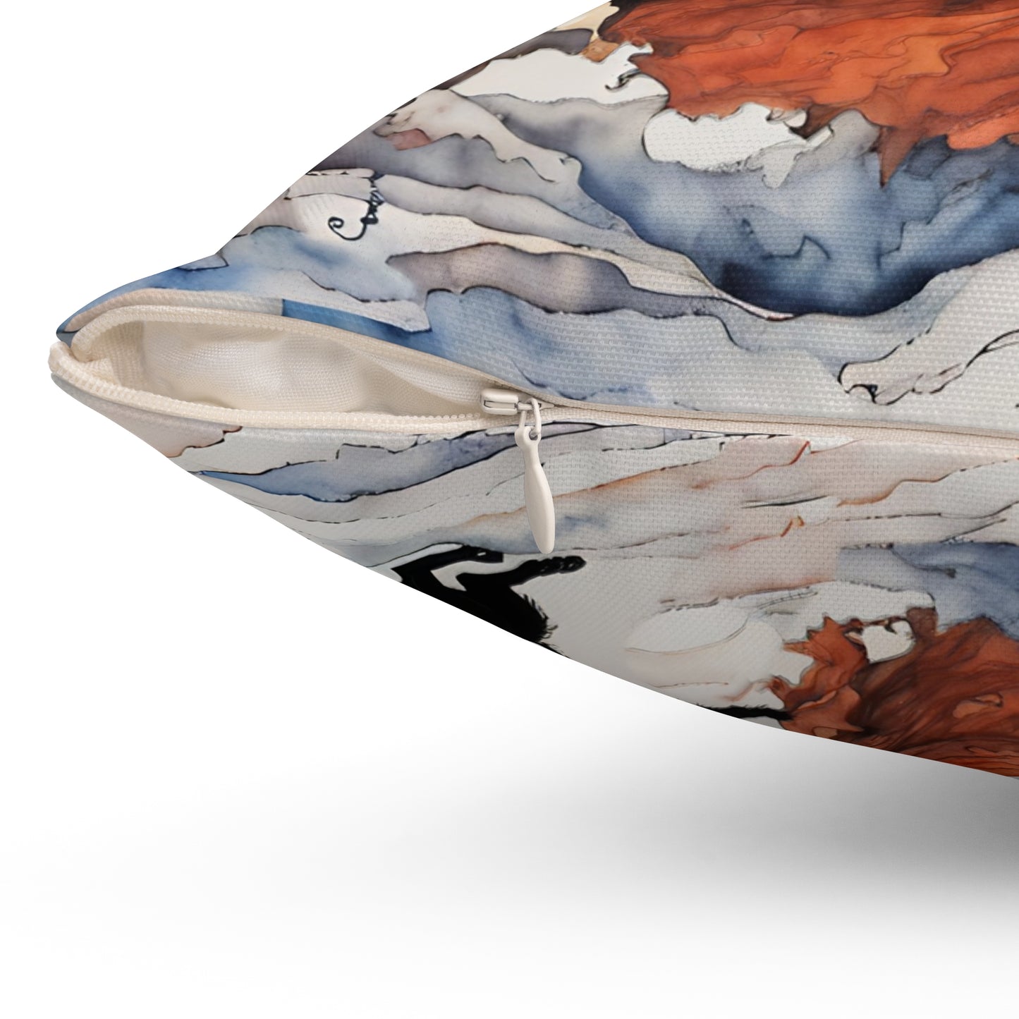 Crimson witch with black cat pillow  Square Pillow - by Fairyhill Studio