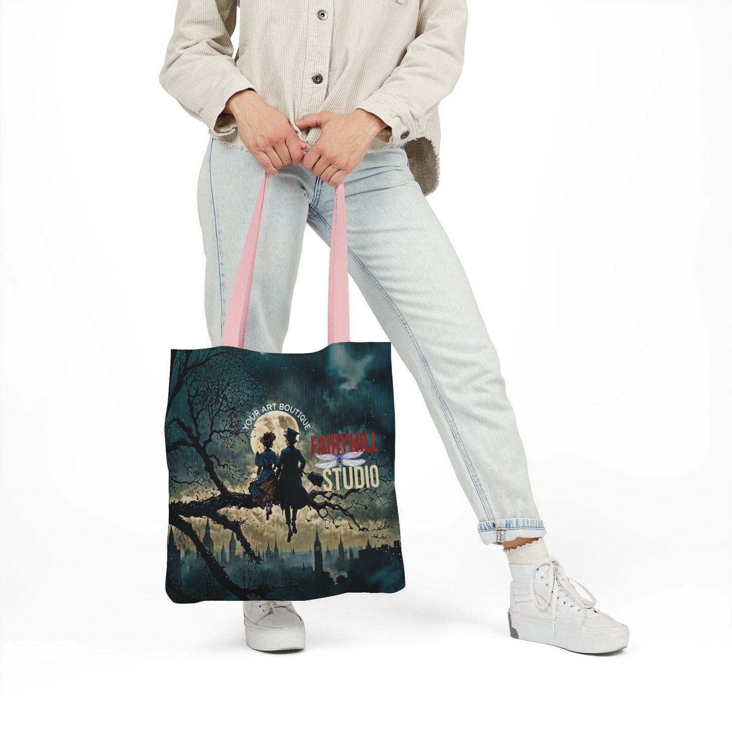 London moon under Rain Canvas Tote Bag - Perfect for Beach Days, Eco-Friendly Shopping, and Summer Fun!