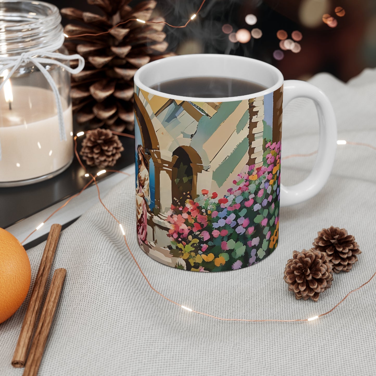 Elegant Floral Art Mug - 11oz Coffee Cup for Coffee Art Lovers