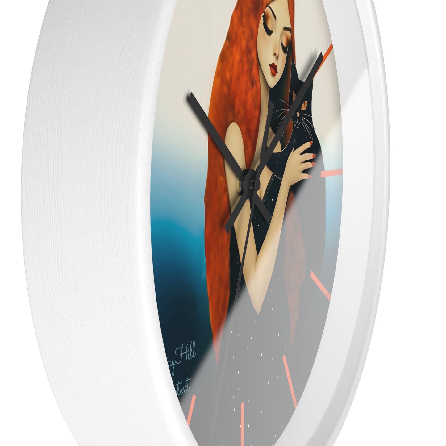 Whimsical Cat Embrace Wall Clock, Boho Home Decor, Cat Lover Gift, Cozy Living Room Accessory, Unique Cat Artwork