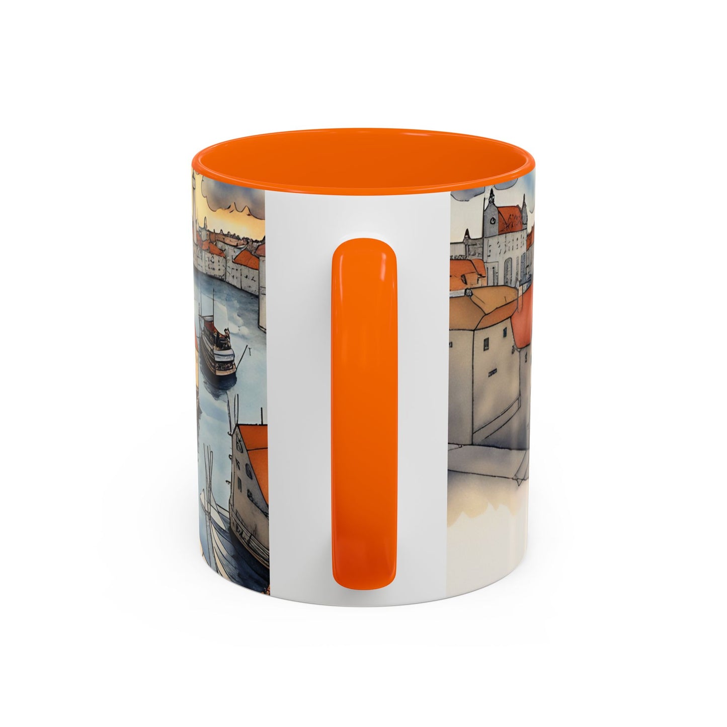 Girl with Black cat on a roof top Art-Themed Coffee Mug - 11 & 15oz Accent Mug for Musroom Fsiry Lovers