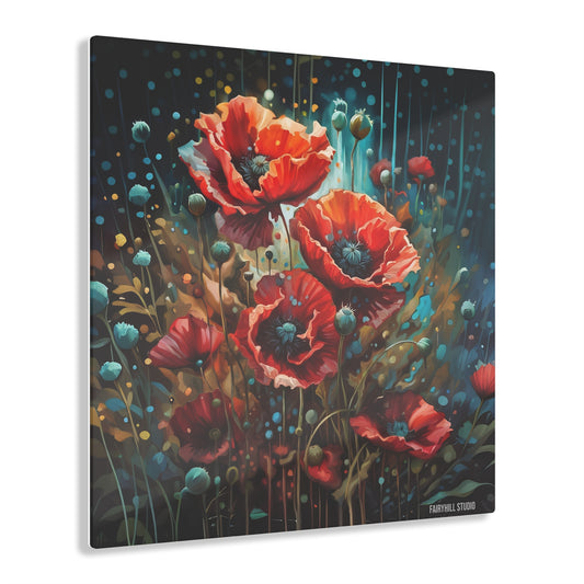 FairyHill Studio Red Poppies Inspirational  Art Acrylic Print -