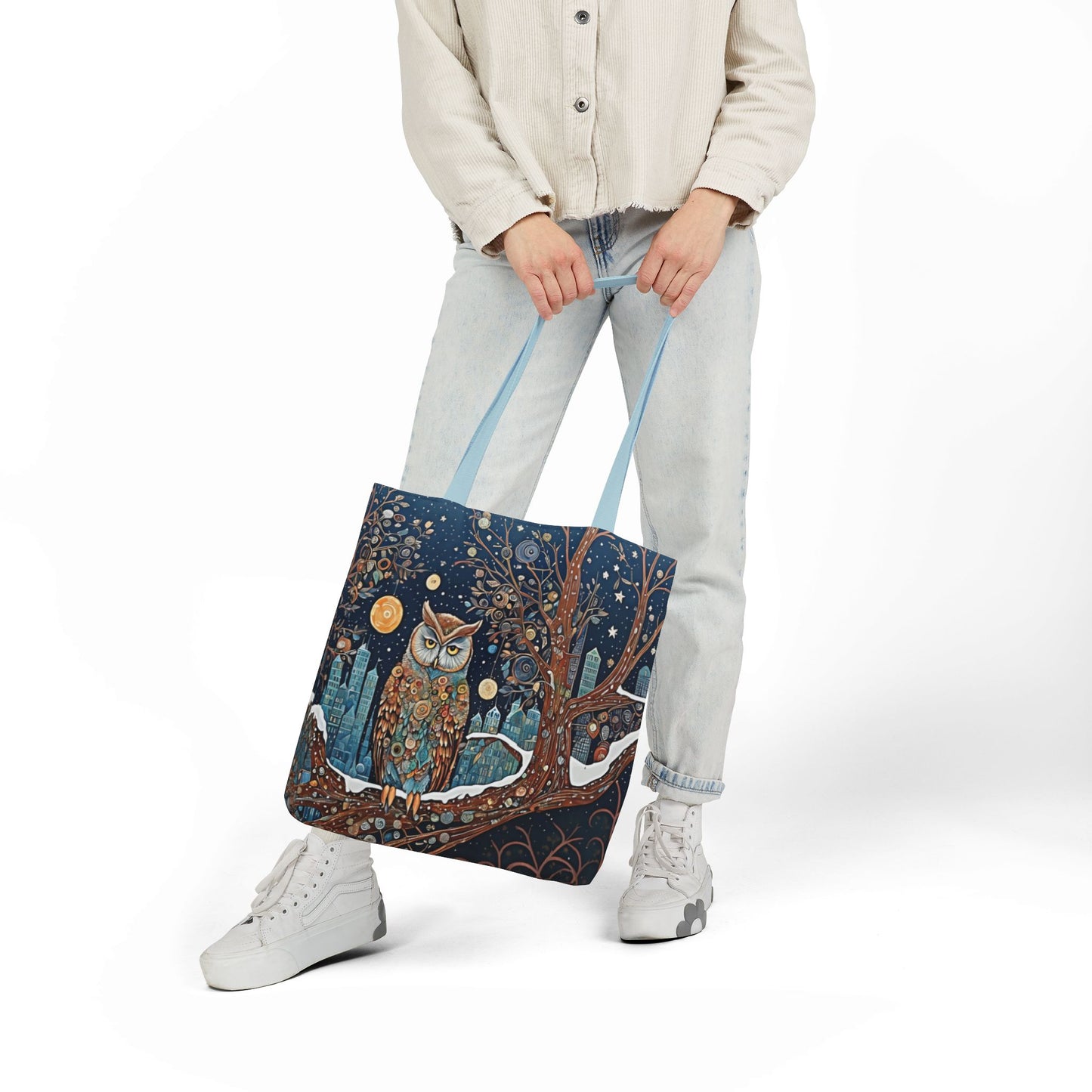 Colorful Night Owl-Inspired Canvas Tote Bag - Perfect for Beach Days, Eco-Friendly Shopping, and Summer Fun!