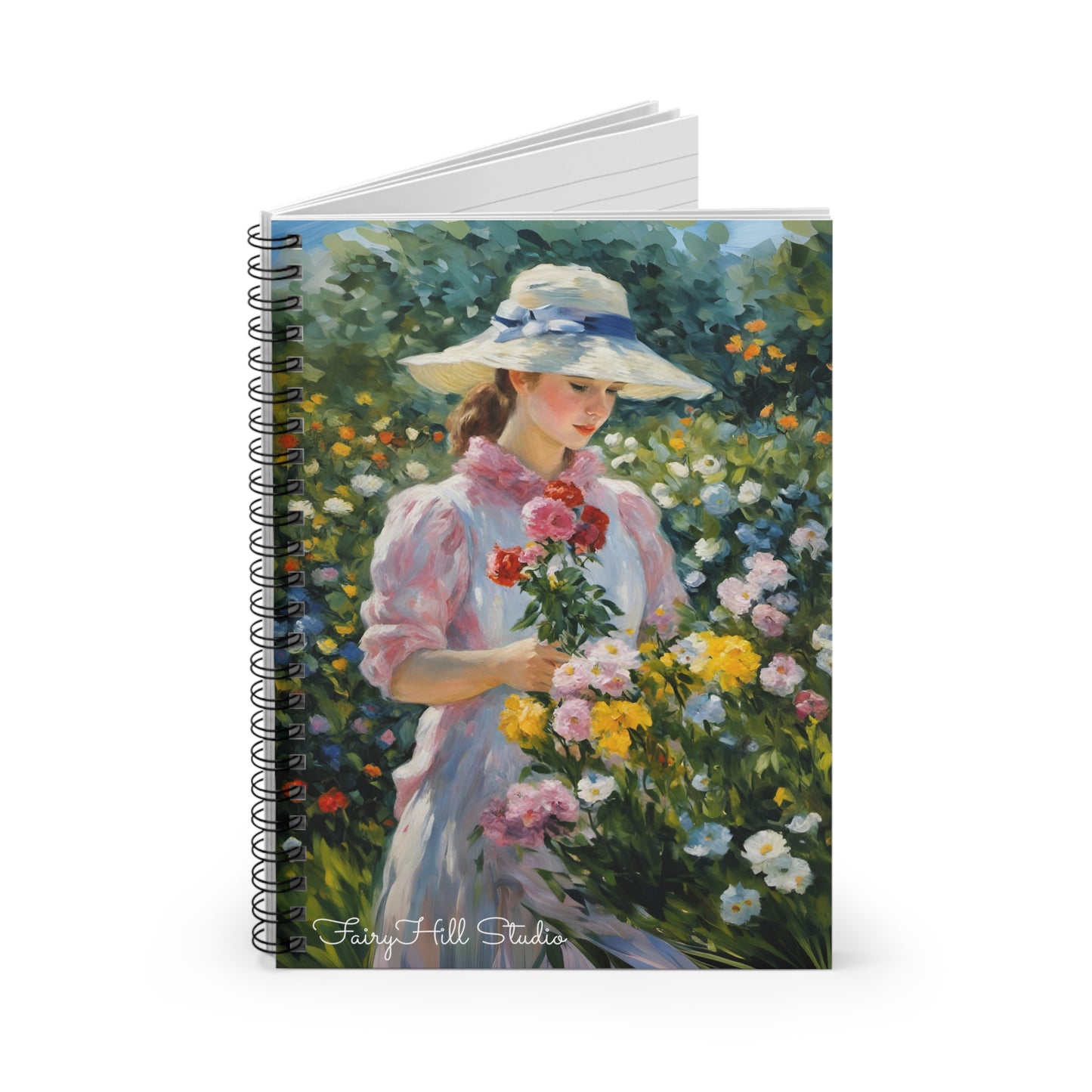 Spiral Notebook - Romantic Girl Monet Style Art