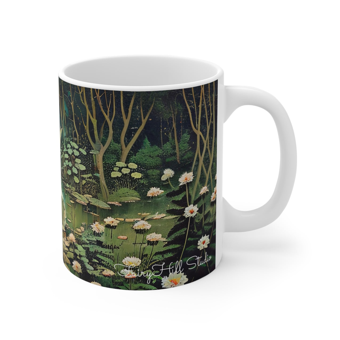 Serene lake of the Fairy Art Mug - 11oz Coffee Cup for Art Lovers