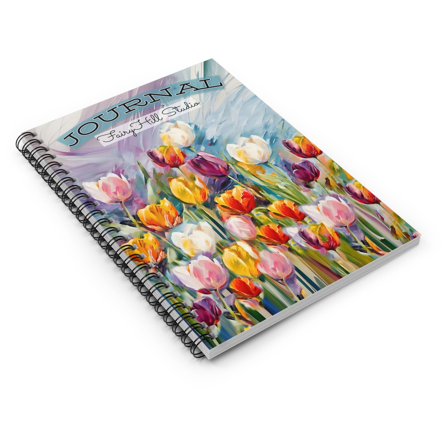 Spiral Notebook - Ruled Line - Colorful Tulip Acrylic Art