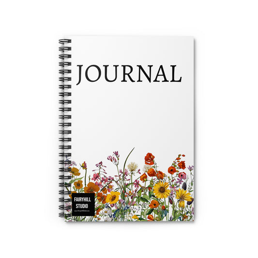 Fairy Hill Studio Botanic wild flowers Journal, Spiral Notebook - Ruled Line