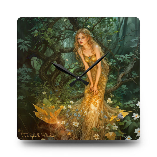 Wall Clock - Mid-Summer's Eve Fairy Forest Art by Fairyhill Studio
